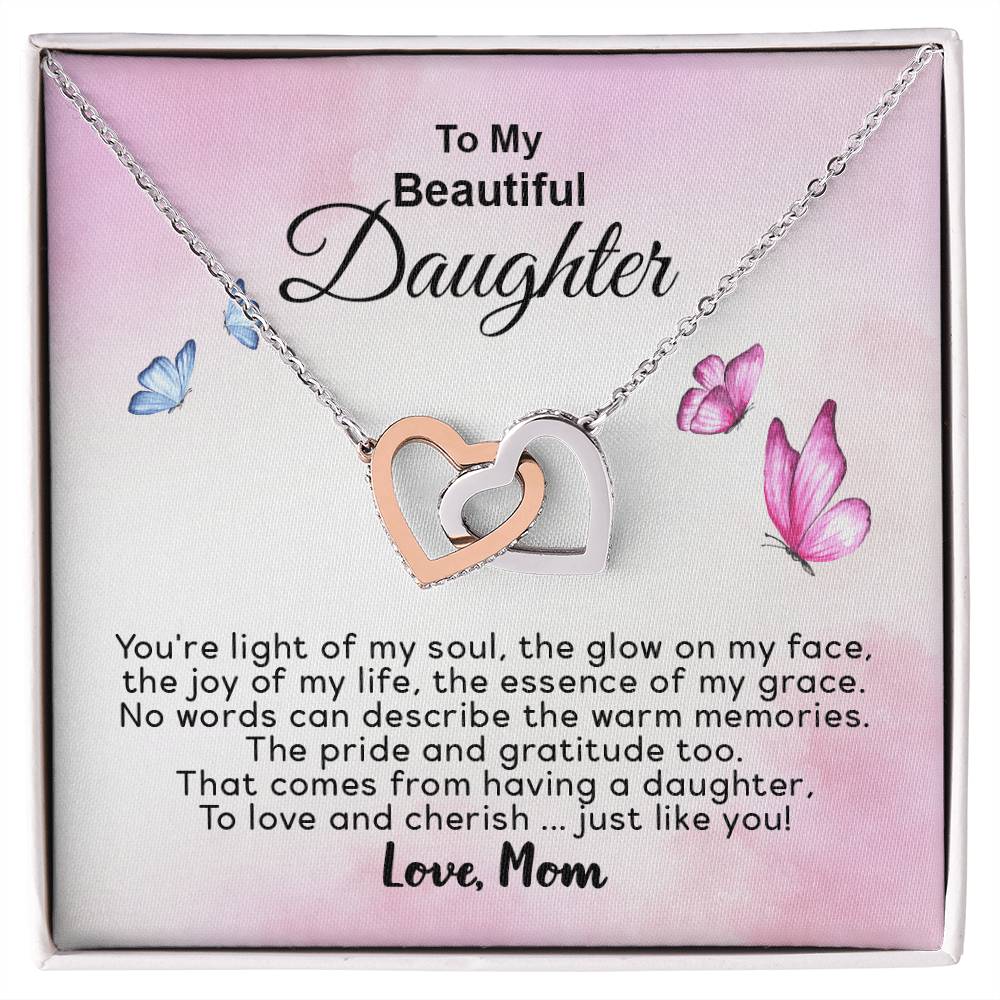 To My Beautiful Daughter - You'Re Joy Of My Life - Necklace Interlocking Hearts Necklace