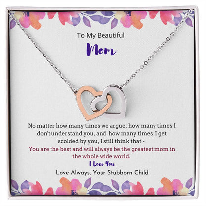 The Greatest Mom Necklace Interlocking Hearts Necklace