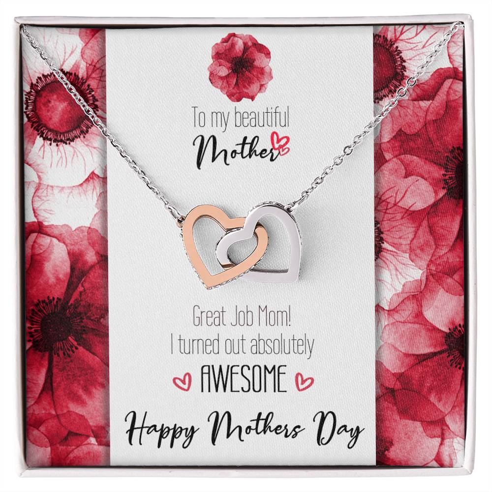 Great Job Mom Linked Hearts Mothers Day Necklace Interlocking Hearts Necklace