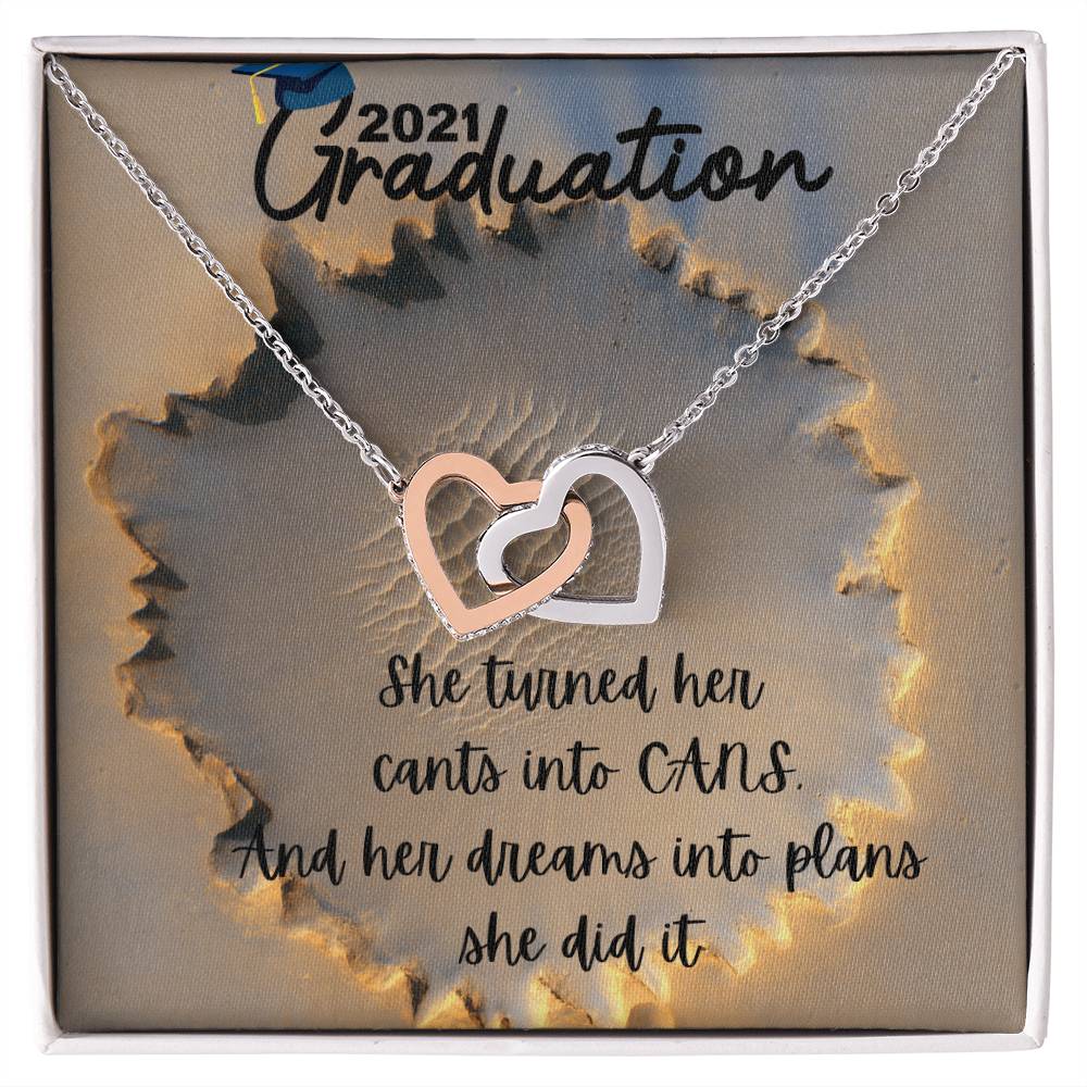 2021 Graduation Sister Interlocking Hearts Necklace