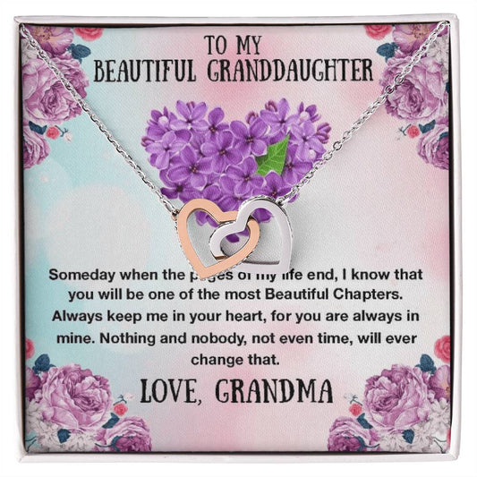To My Granddaughter Necklace - The Most Beautiful Chapters - Gift For Granddaughter Granddaughter Interlocking Hearts Necklace