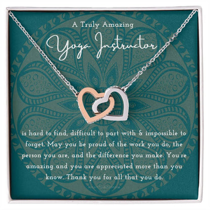Gift For Yoga Instructor Yoga Instructor Appreciation Gift A Truly Amazing Yoga Instructor Gift Interlocking Hearts Necklace