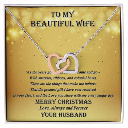 To My Wife - Always And Forever Interlocking Hearts Necklace