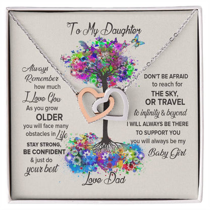 To My Daughter - Always Be My Baby Girl Interlocking Hearts Necklace