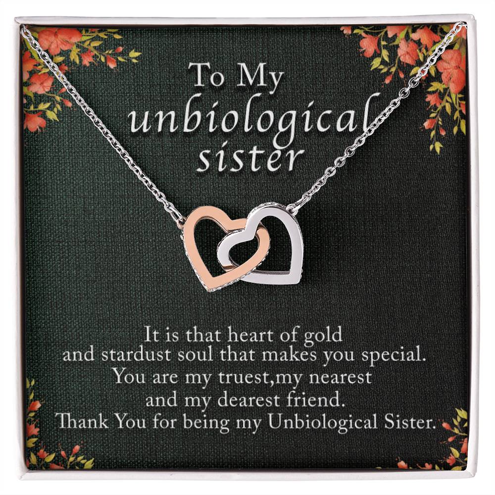 Unbiological Sister Interlocking Heart Necklace Gift Interlocking Hearts Necklace