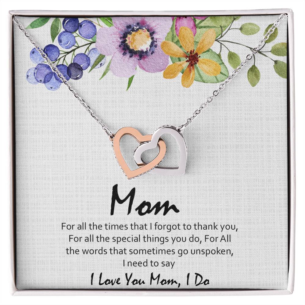 Love You Mom Hearts Interlocking Hearts Necklace