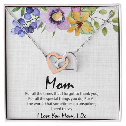 Love You Mom Hearts Interlocking Hearts Necklace