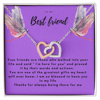 To My Best Friend-True Friend Are Those .. Interlocking Hearts Necklace