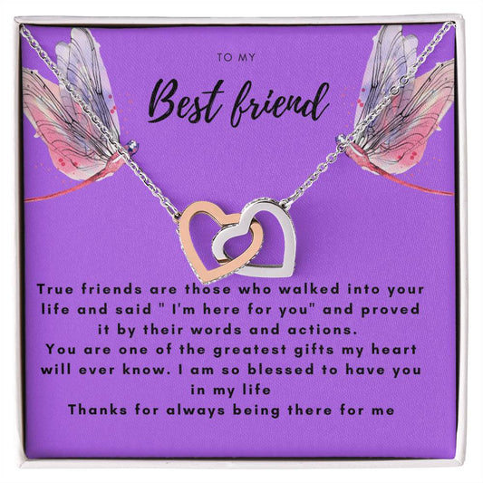 To My Best Friend-True Friend Are Those .. Interlocking Hearts Necklace