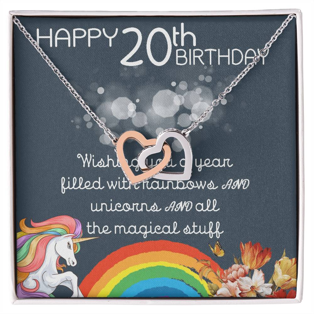 20Th Birthday Necklace Gifts For Girls Cute Unicorn 20 Years Old Girl Jewelry Gift For Daughter Niece Interlocking Necklace Xu246Il13 Interlocking Hearts Necklace