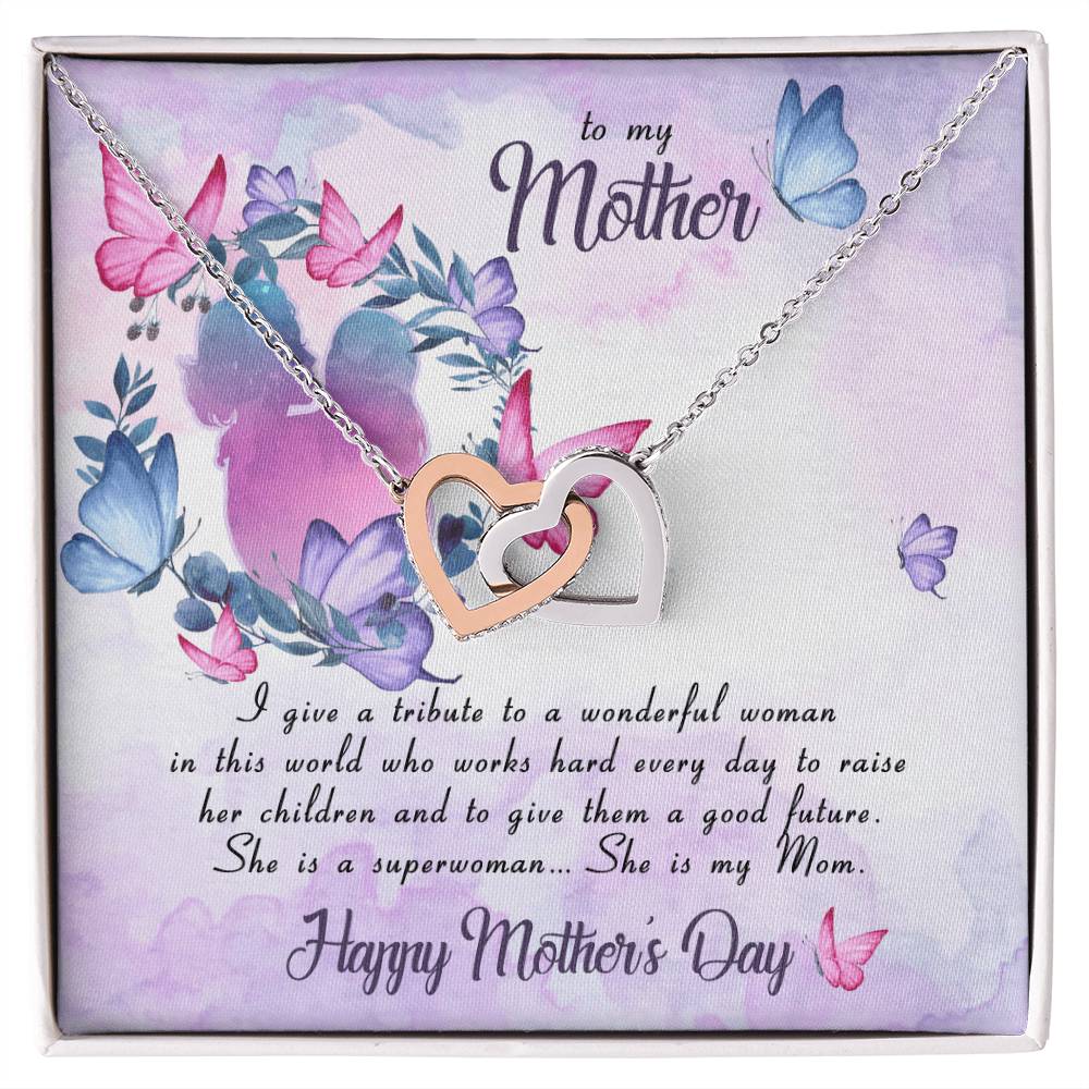 Mothers Day Gift - Mothers Day Gift From Daughter - Gift For Mom Mother'S Day Necklace With Card - Mothers Day Jewelry Mothers Day Card Interlocking Hearts Necklace