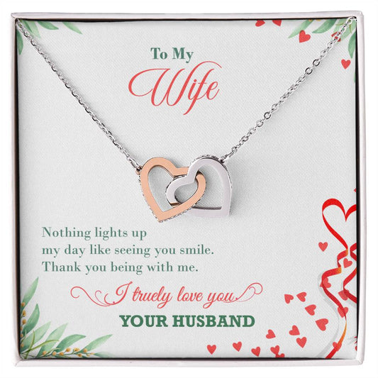 Love To My Wife - Interlocking Hearts Necklace With On Demand Message Card
