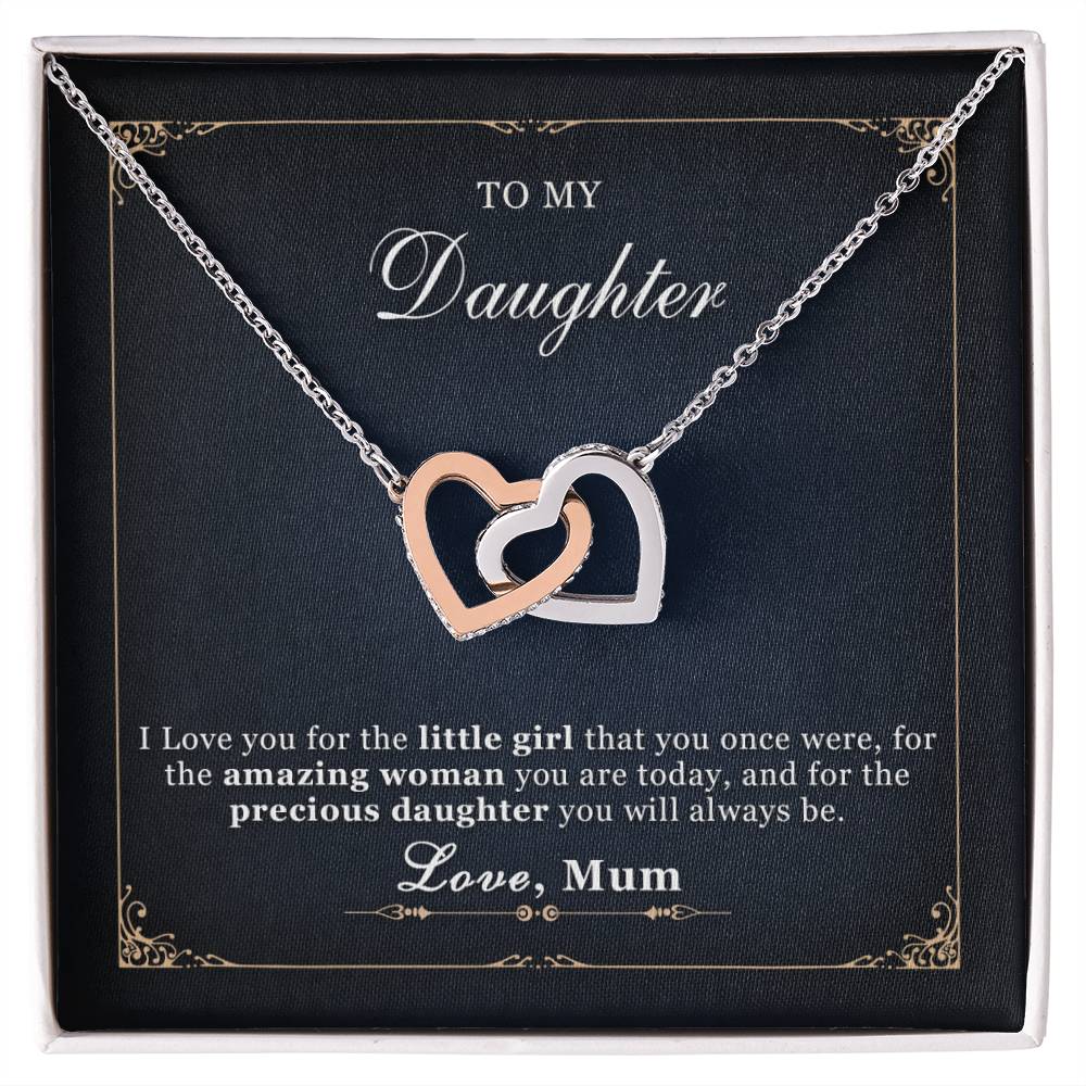 To My Daughter - Interlocking Hearts Necklace