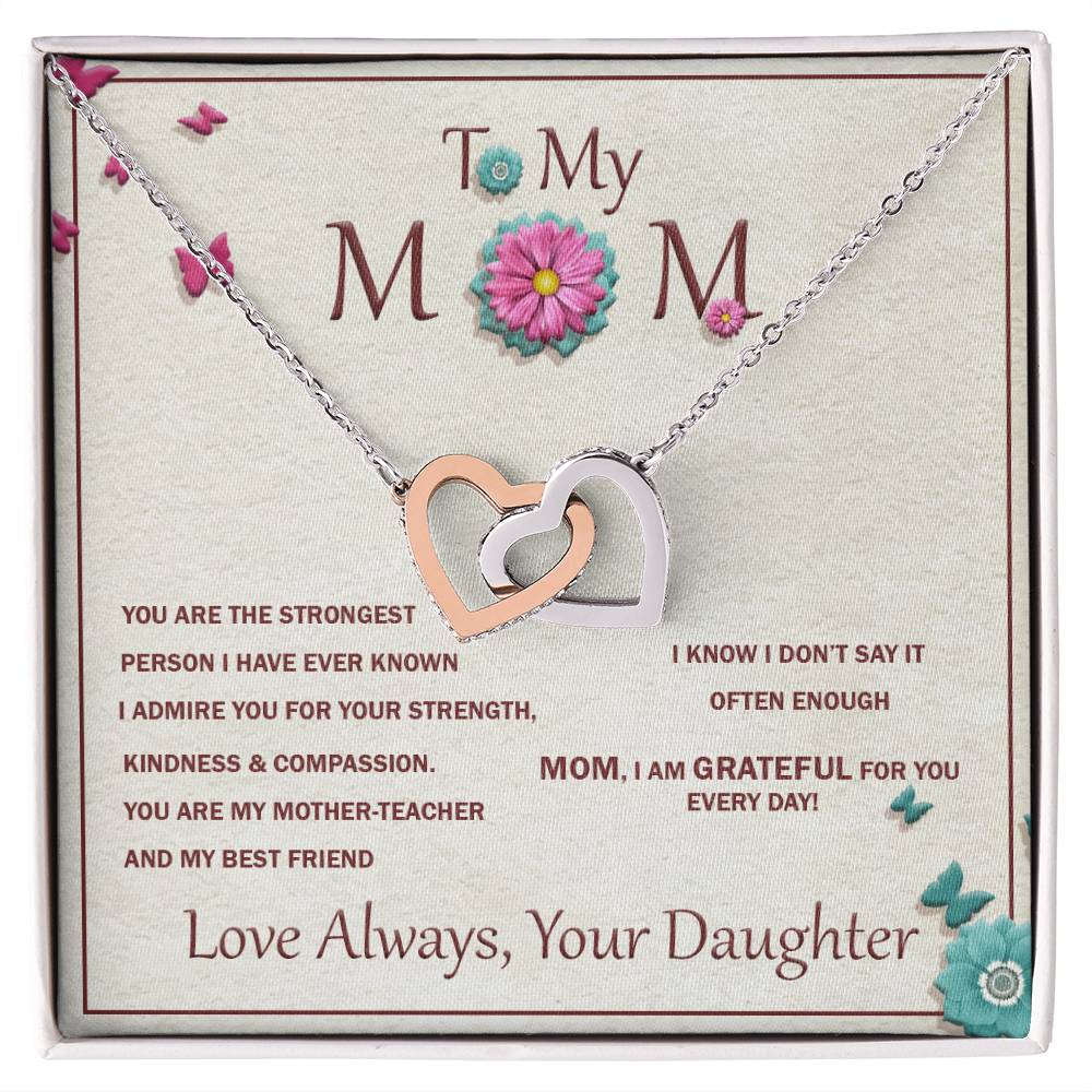 Interlocking Heart Necklace For Mother With Message Card Interlocking Hearts Necklace