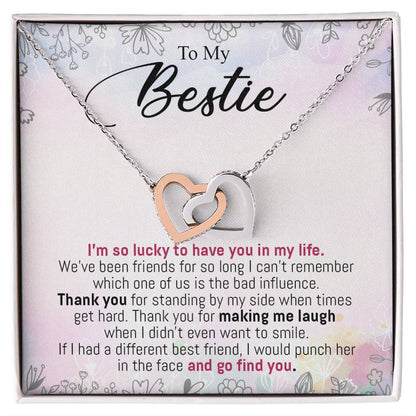 To My Bestie - I'M So Lucky To Have You In My Life Interlocking Hearts Necklace