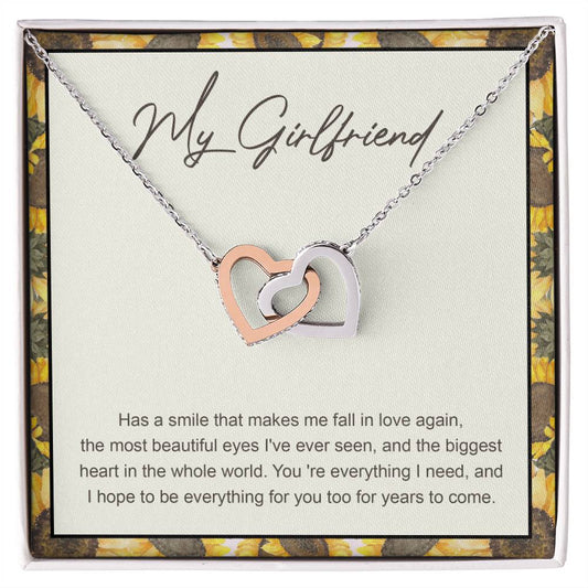 My Girlfriend Interlocking Hearts Necklace Message Card
