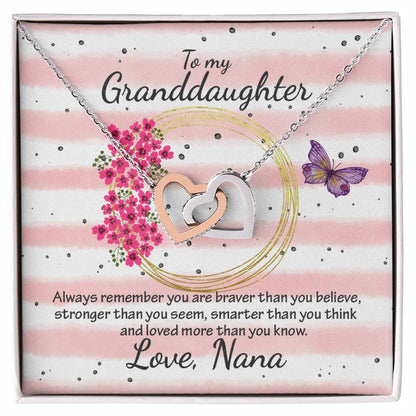 Interlocking Heart Necklace - From Nana To My Granddaughter Interlocking Hearts Necklace