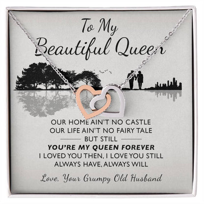 To My Beautiful Queen Interlocking Hearts Necklace