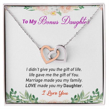 Love My Bonus Daughter Interlocking Hearts Necklace