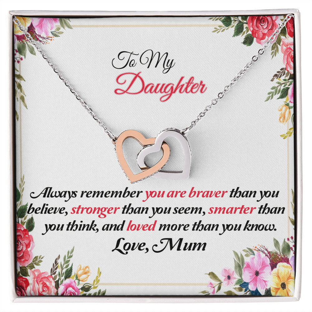 To My Daughter Joined Hearts Pendant Necklace From Mum Interlocking Hearts Necklace