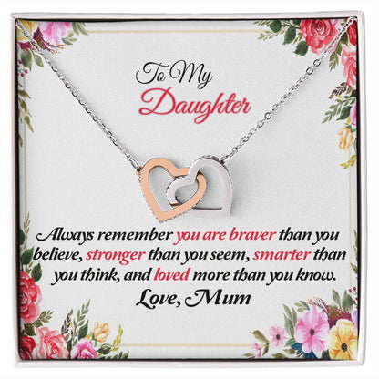 To My Daughter Joined Hearts Pendant Necklace From Mum Interlocking Hearts Necklace