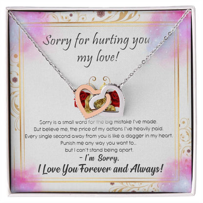 Sorry For Hurting You My Love Interlocking Hearts Necklace