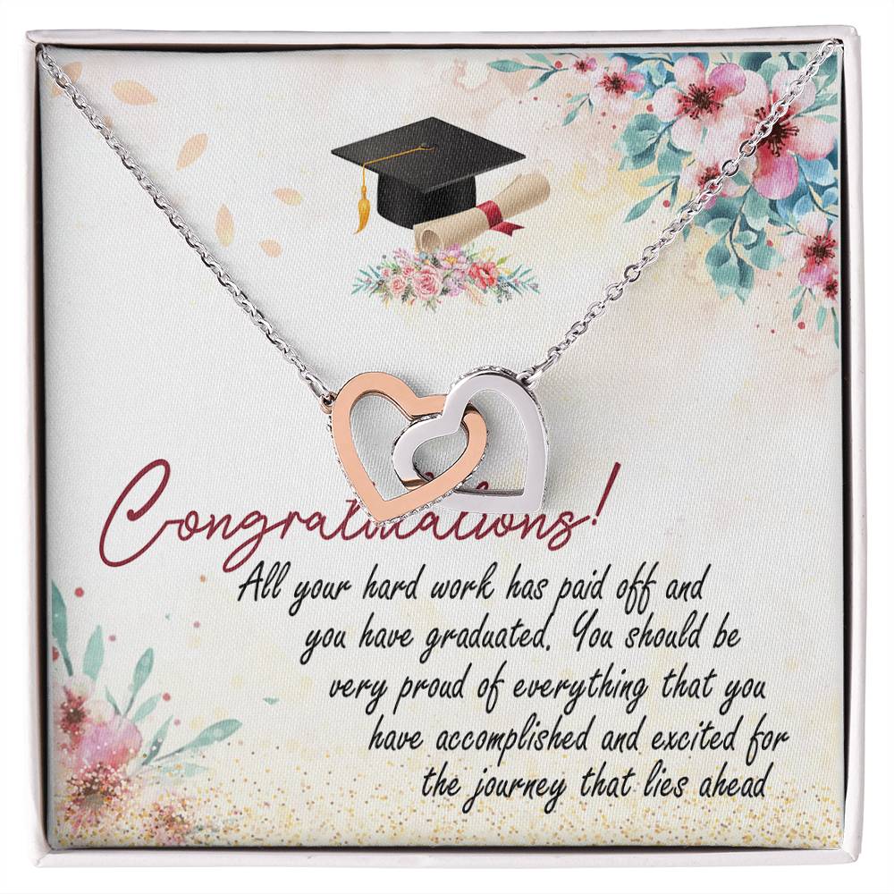 Congratulation So Proud Of You Interlocking Hearts Necklace Graduation Message Card