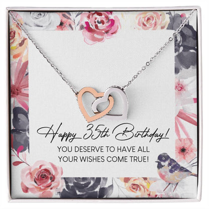 Happy 35Th Birthday Interlocking Hearts Necklace Message Card