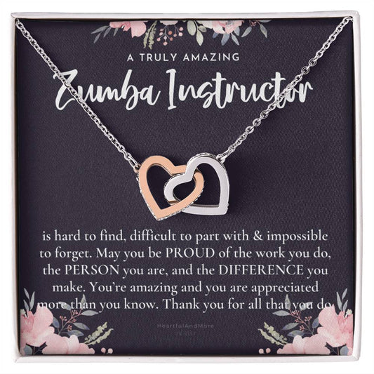 Gift For Zumba Instructor Zumba Instructor Appreciation Gift A Truly Amazing Zumba Instructor Gift Interlocking Hearts Necklace