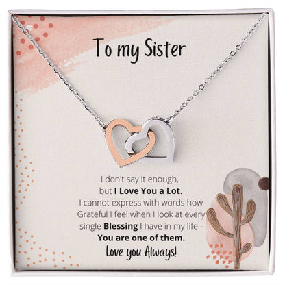 To My Sister Interlocking Hearts Necklace