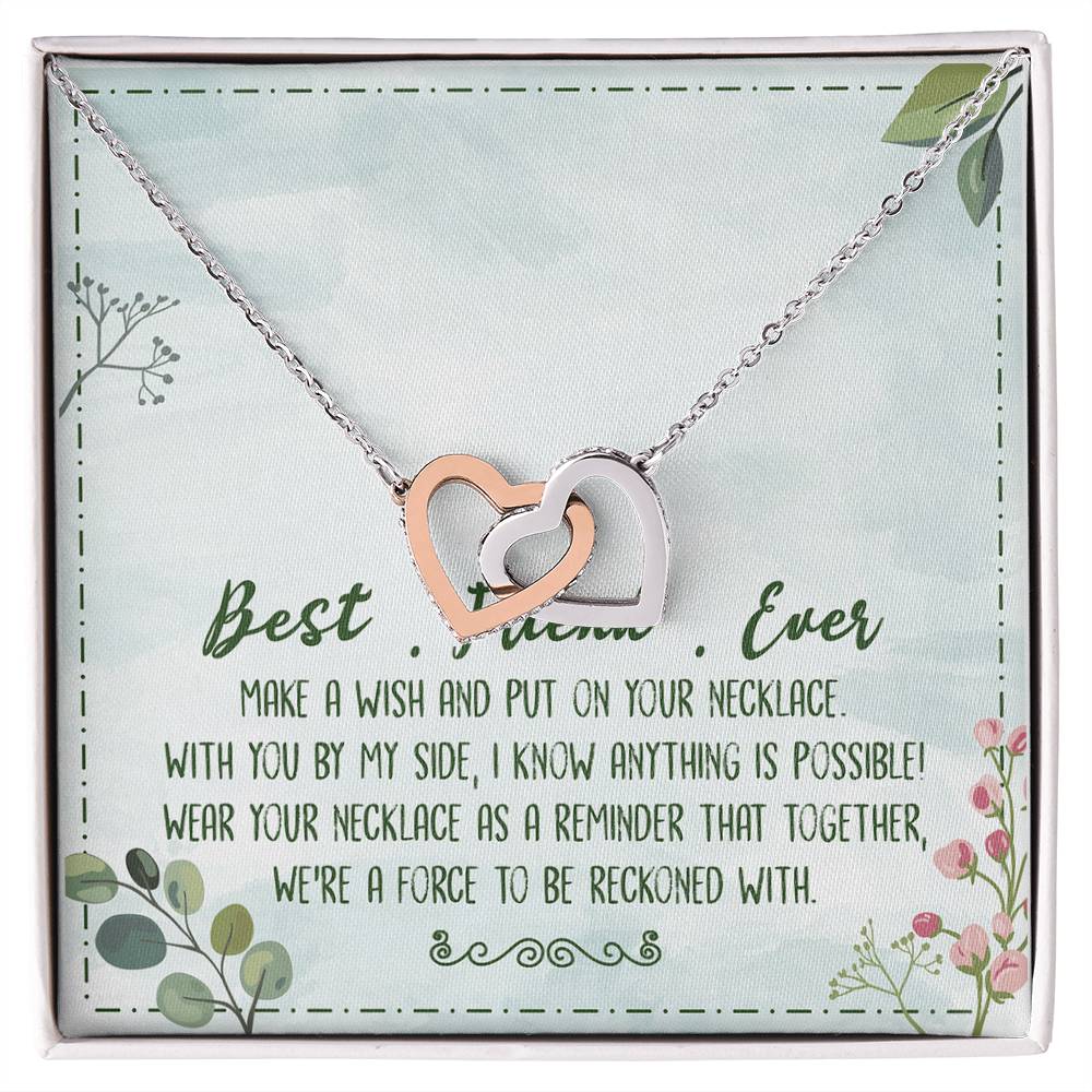 Best Friend Ever Interlocking Hearts Necklace Birthday Message Card