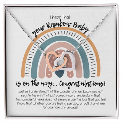Rainbow Baby Necklace Interlocking Hearts Necklace