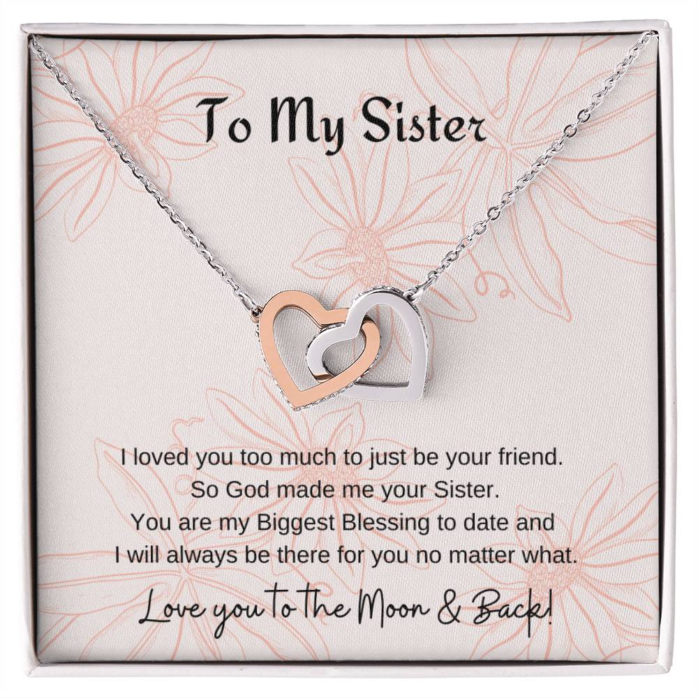 To My Sister Interlocking Hearts Necklace