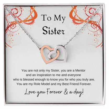 To My Sister Interlocking Hearts Necklace