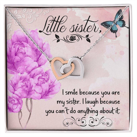 Gift For Sister - I Smile Because You Necklace Interlocking Hearts Necklace