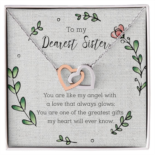To My Dearest Sister - Heart - Necklace Interlocking Hearts Necklace