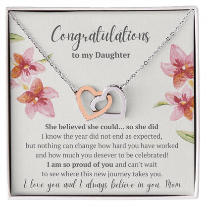 Graduation Congratulations Daughter Interlocked Hearts Necklace Interlocking Hearts Necklace