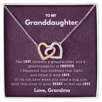 To My Granddaughter - Filled With Love - Necklace Interlocking Hearts Necklace