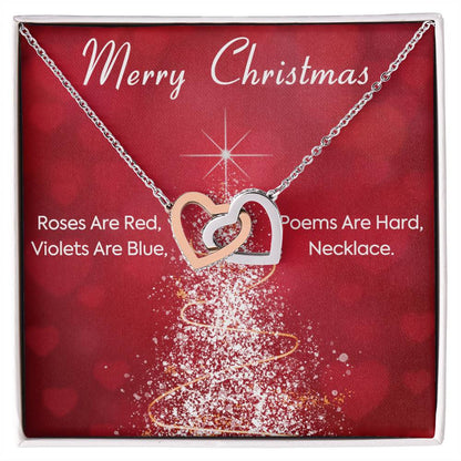 Roses Are Red Violets Are Blue Poems Are Heard Necklace. Christmas Gift Xmas Necklace Gift Interlocking Hearts Necklace