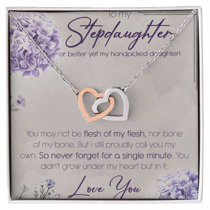 To My Stepdaughter Interlocking Hearts Necklace Message Card