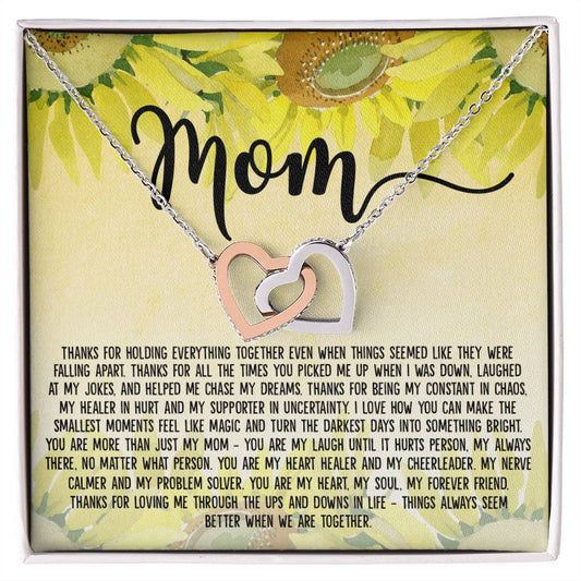 Mom - Things Always Seem Better When We Are Together Interlocking Hearts Necklace