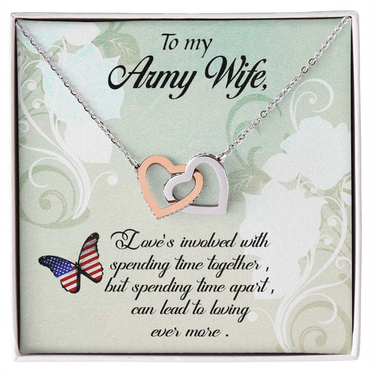Interlocking Hearts Necklace Army Wife