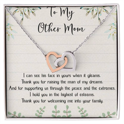 To My Other Mom Interlocking Hearts Necklace Message Card