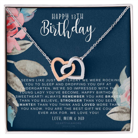 Gift For 13 Year Old Girl Gifts 13Th Birthday Girl 13Th Birthday Gift Thirteenth Birthday Necklace Teen Birthday Gift Official Teenager Interlocking Hearts Necklace