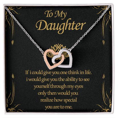 To My Daughter - Two Hearts Interlocking Hearts Necklace