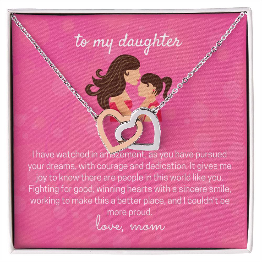 To My Lovely Daughter Interlocking Hearts Necklace