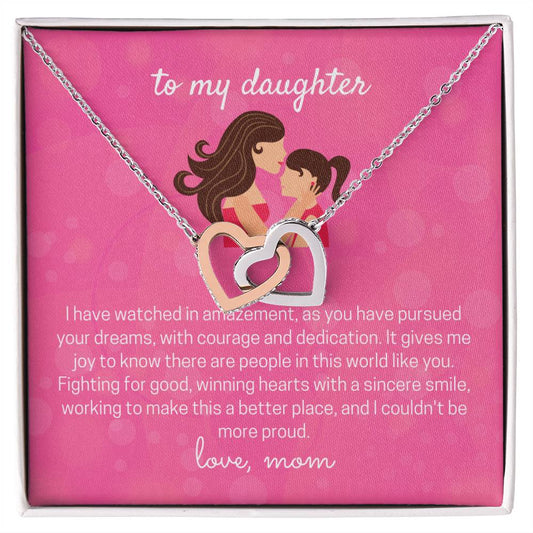 To My Lovely Daughter Interlocking Hearts Necklace