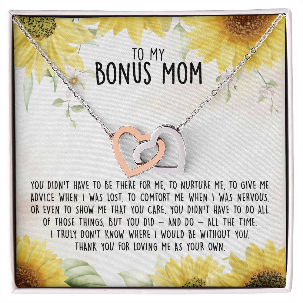 Premium To My Bonus Mom - I Truly Don'T Know Where I Would Be Without You Interlocking Hearts Necklace