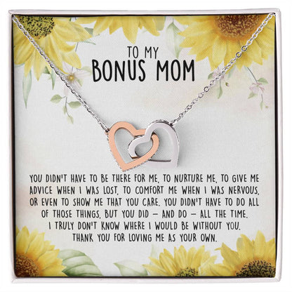 Premium To My Bonus Mom - I Truly Don'T Know Where I Would Be Without You Interlocking Hearts Necklace