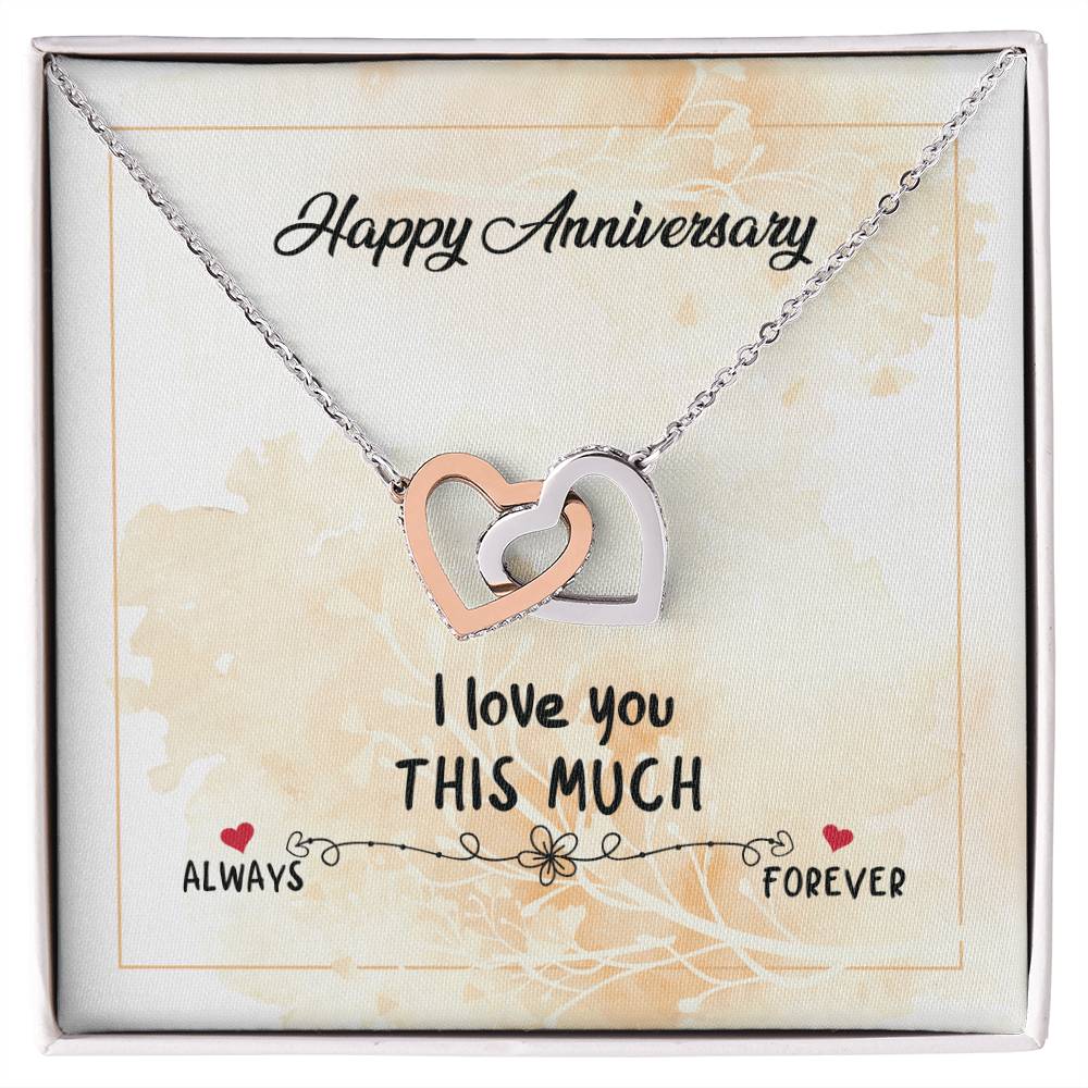 Happy Anniversary - Forever Love Double Love Silver Necklace For Wife Husband Girlfriend Boyfriend Significant Other So. Interlocking Hearts Necklace